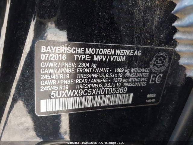5UXWX9C5XH0T05369 BMW X3