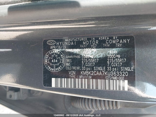 Hyundai mpi nu 2019 KM8K2CAA7KU363320 Image 9