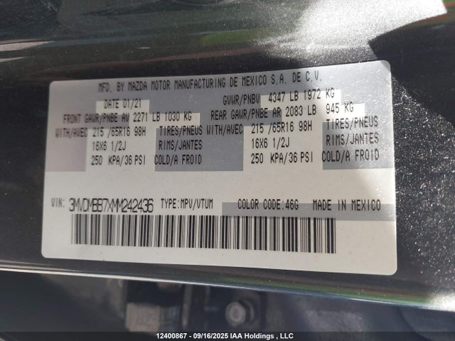 Mazda pe 2021 3MVDMBB7XMM242436 Image 9