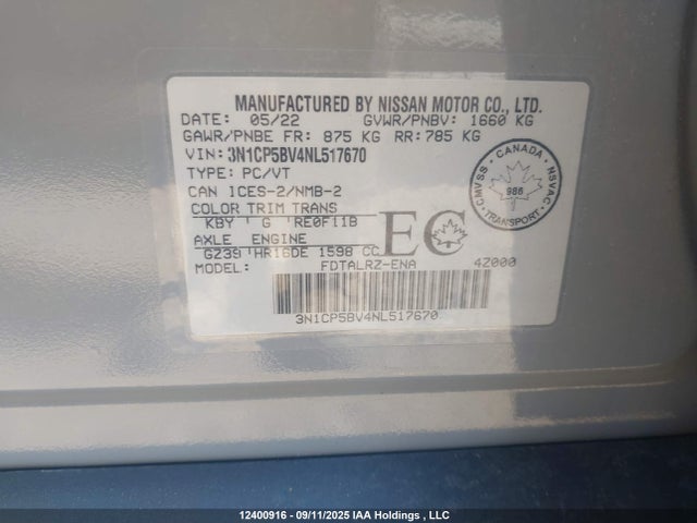 3N1CP5BV4NL517670 Nissan Kicks