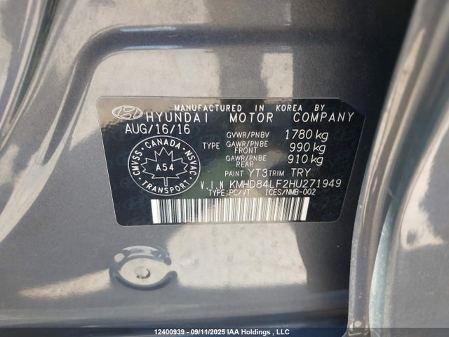 KMHD84LF2HU271949 Hyundai Elantra