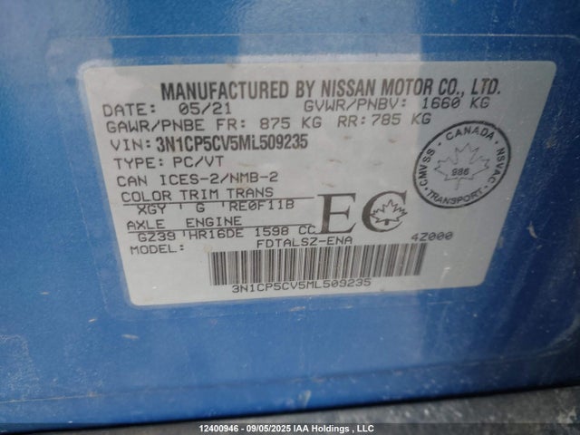 3N1CP5CV5ML509235 Nissan Kicks