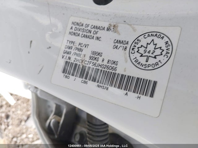 Honda k20c2 2018 2HGFC2F56JH026066 Image 9