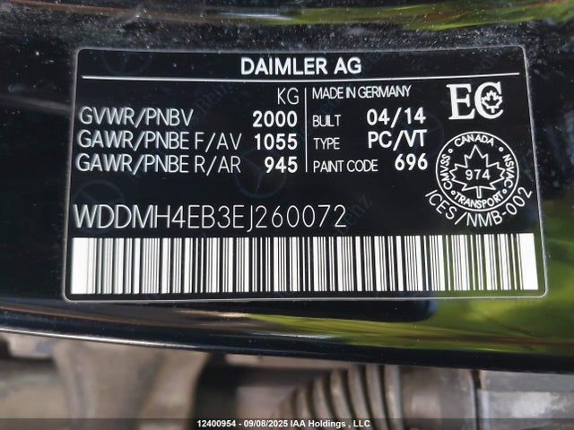 Mercedes-Benz B-Class 2014 WDDMH4EB3EJ260072 Image 9
