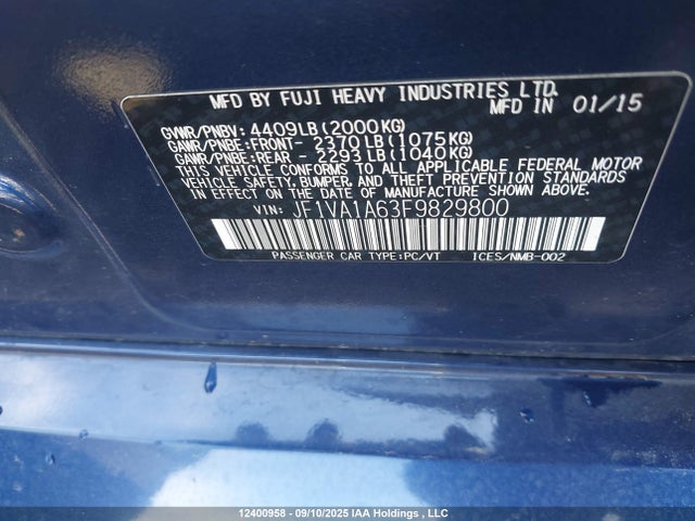Subaru dib turbo 2015 JF1VA1A63F9829800 Image 9