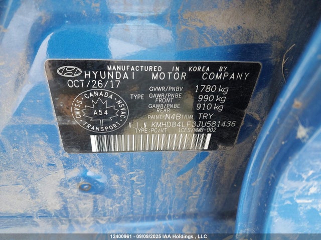 KMHD84LF3JU581436 Hyundai mpi nu