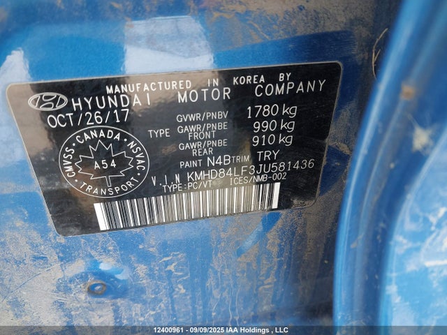 KMHD84LF3JU581436 Hyundai mpi nu