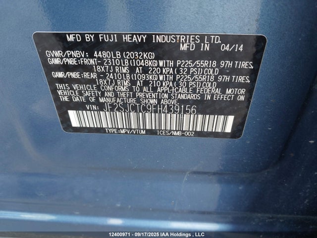 Subaru 2.5na c0 2015 JF2SJCTC9FH439156 Image 17