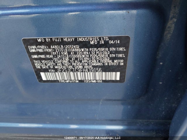 Subaru 2.5na c0 2015 JF2SJCTC9FH439156 Image 8