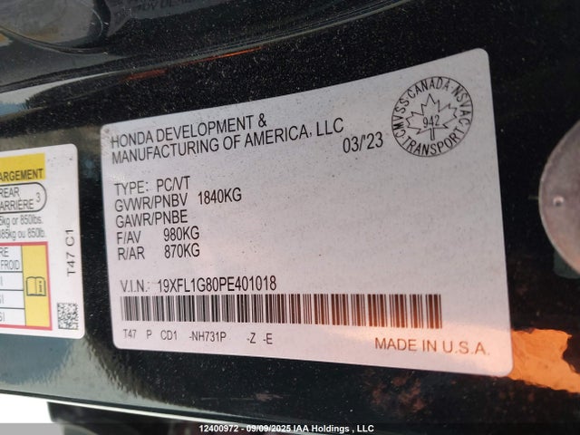 19XFL1G80PE401018 Honda l15b7