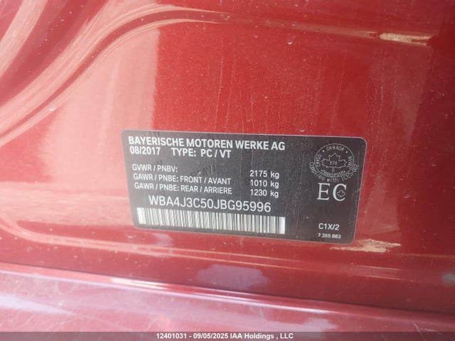 WBA4J3C50JBG95996 BMW 430I