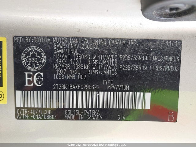 Lexus 2gr-fe 2015 2T2BK1BAXFC296623 Image 19