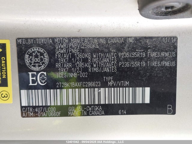Lexus 2gr-fe 2015 2T2BK1BAXFC296623 Image 9
