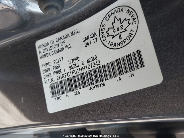 Honda l15b7 2017 2HGFC1F91HH107242 Image 18