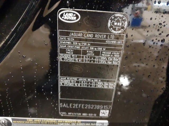 SALE2EFE2S2389157 Land Rover aj133 s/c