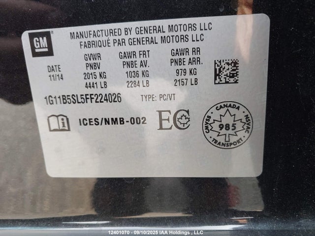 Chevrolet lkw 2015 1G11B5SL5FF224026 Image 9