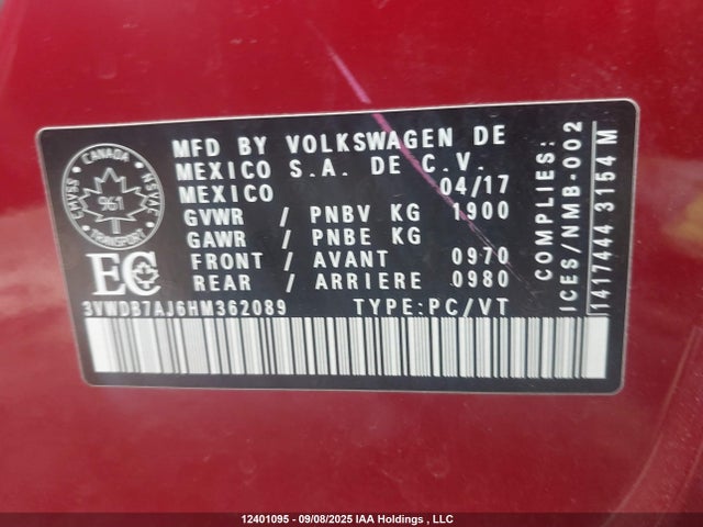 Volkswagen 1.4 tsi 2017 3VWDB7AJ6HM362089 Image 9