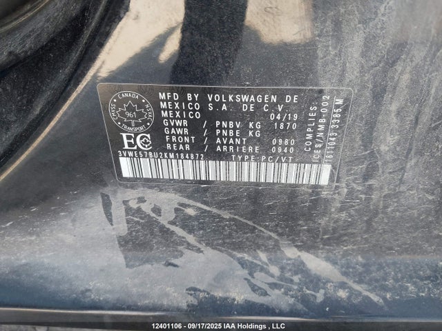 3VWE57BU2KM184872 Volkswagen 1.8 tsi