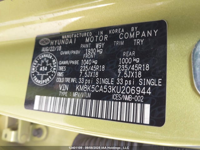 Hyundai t-gdi gamma 2019 KM8K5CA53KU206944 Image 19