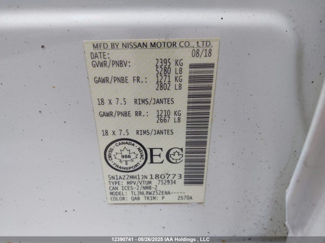 5N1AZ2MH1JN180773 Nissan Murano