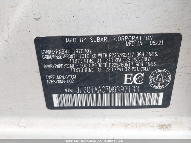 JF2GTAAC7M9397133 Subaru na