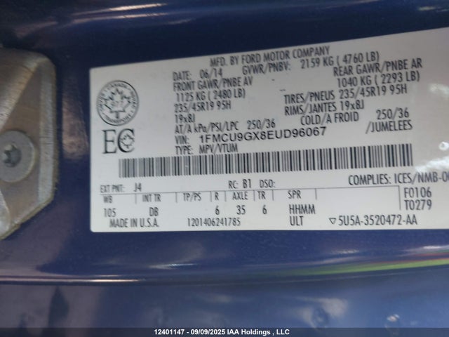 Ford Escape 2014 1FMCU9GX8EUD96067 Image 17