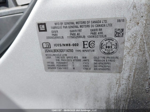 2GNALBEK3G6114780 Chevrolet lea - e85 max, aluminum
