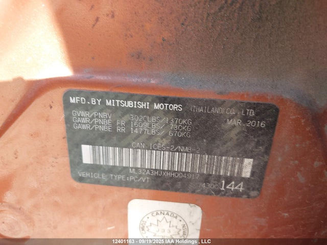 ML32A3HJXHH004917 Mitsubishi Mirage