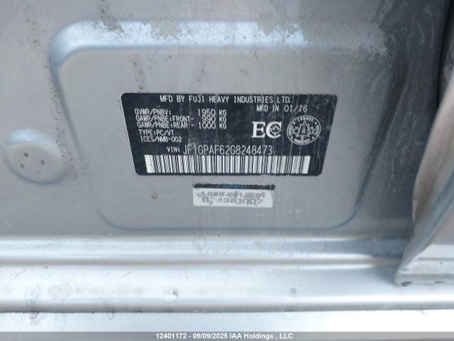 Subaru 2.0l na 2016 JF1GPAF62G8248473 Image 9