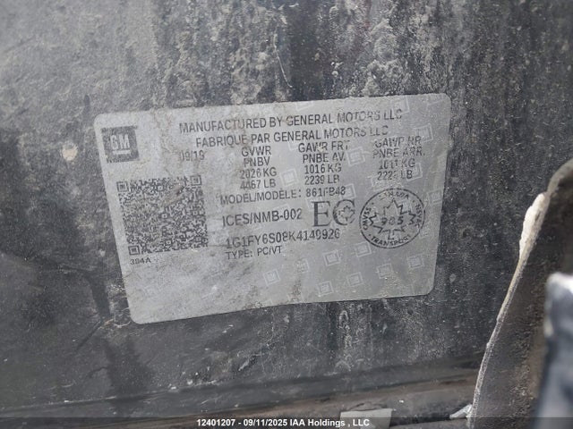 1G1FY6S08K4149926 Chevrolet 2019