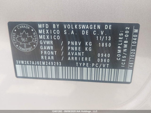 Volkswagen Jetta 2014 3VW2K7AJ6EM249293 Image 9