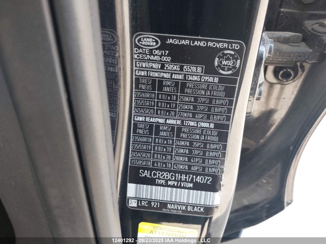 SALCR2BG1HH714072 Land Rover gtdi lev3 sulev30