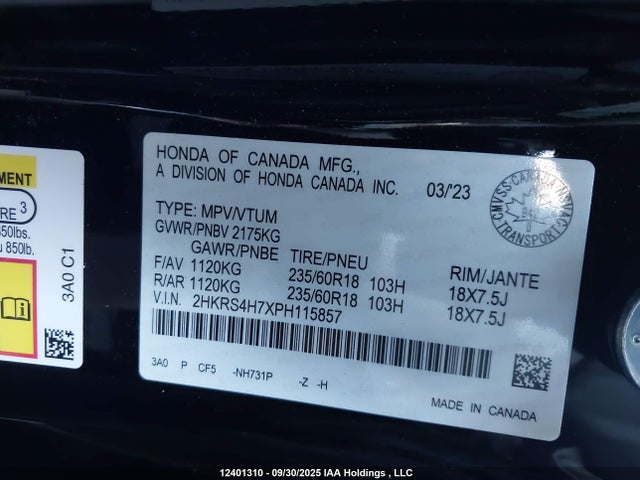 2HKRS4H7XPH115857 Honda l15be