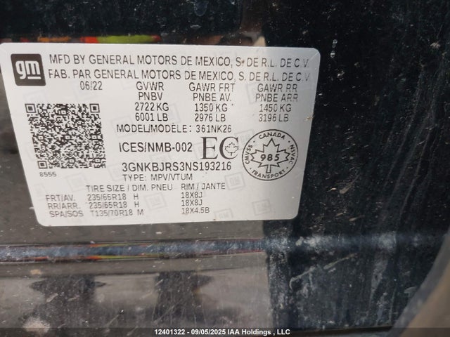 Chevrolet lgx 2022 3GNKBJRS3NS193216 Image 9