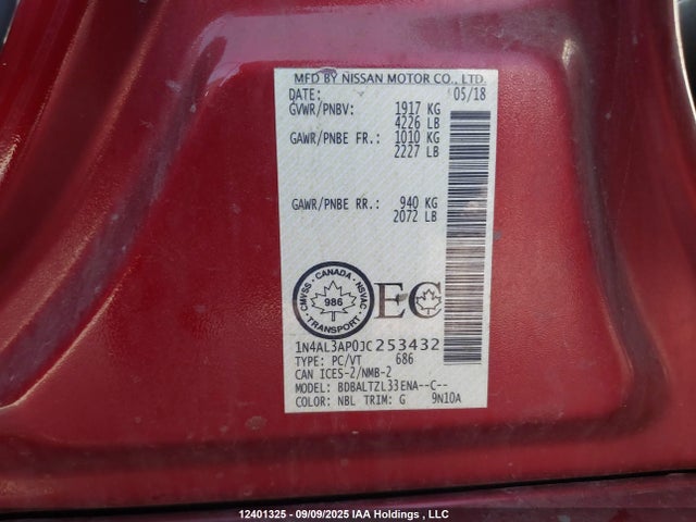 1N4AL3AP0JC253432 Nissan Altima