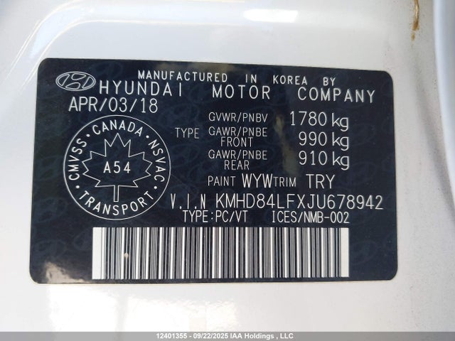 Hyundai mpi nu 2018 KMHD84LFXJU678942 Image 9