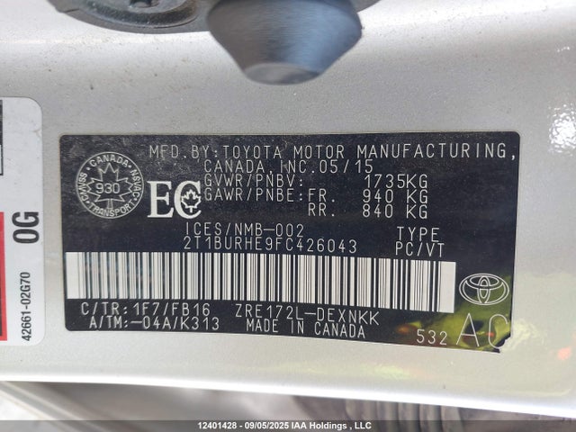 Toyota 2zr-fe 2015 2T1BURHE9FC426043 Image 19
