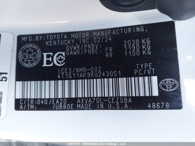 4T1G11AK9RU243051 Toyota a25a-fks