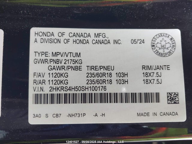 2HKRS4H50SH100176 Honda l15be