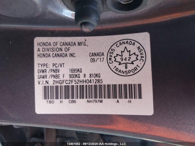 2HGFC2F52HH041285 Honda k20c2