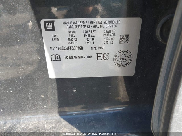 Продаж на аукціоні авто 2015 Chevrolet Malibu 2lt, vin: 1G11E5SX4FF335368, номер лоту: 12401574