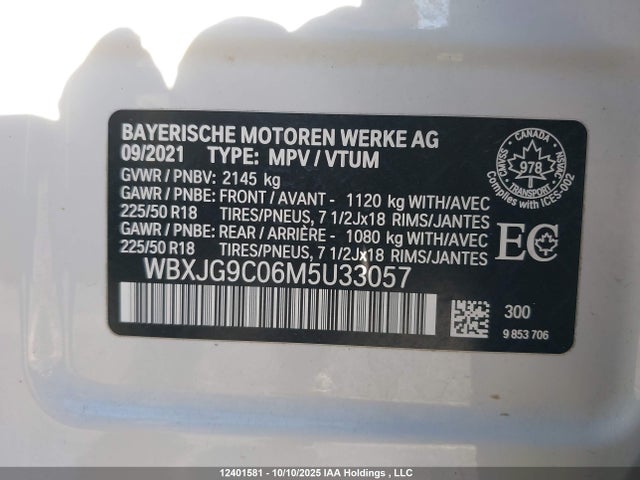 WBXJG9C06M5U33057 BMW X1