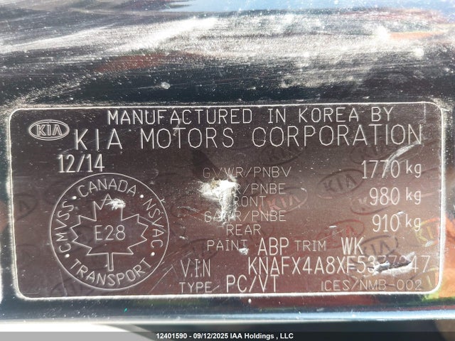KNAFX4A8XF5377347 KIA dohc gdi nu
