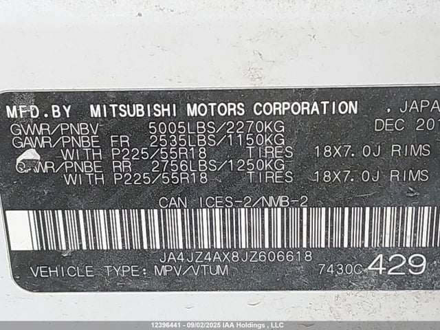 JA4JZ4AX8JZ606618 Mitsubishi mivec