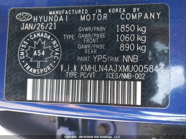 KMHLN4AJXMU005844 Hyundai gdi kappa