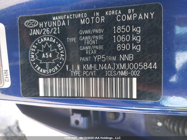 KMHLN4AJXMU005844 Hyundai gdi kappa