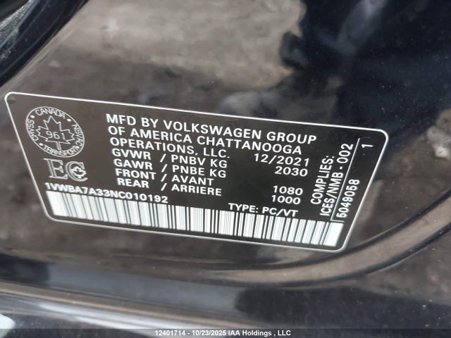 Volkswagen Passat Limited Edition 2022 1VWBA7A33NC010192 Image 9