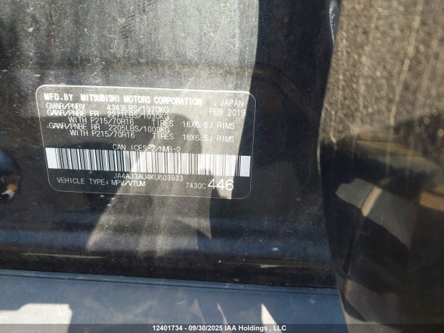 Mitsubishi mivec 2019 JA4AJ3AU4KU603933 Image 9