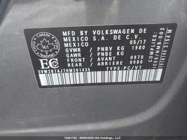Volkswagen 1.4 tsi 2017 3VW2B7AJ7HM381435 Image 9