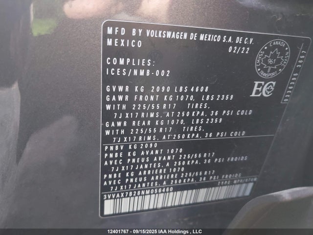 3VVAX7B28NM056460 Volkswagen tsi